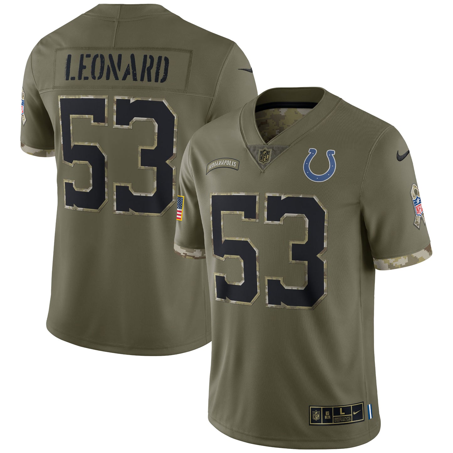 Shaquille Leonard Indianapolis Colts Nike 2022 Salute To Service Limited Jersey - Olive